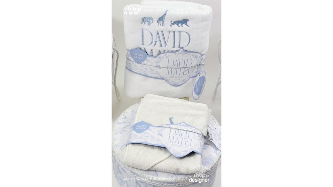 Set prima băiță după botez Safari Blue Jungle Ritualul blând al apei pentru băieți 1